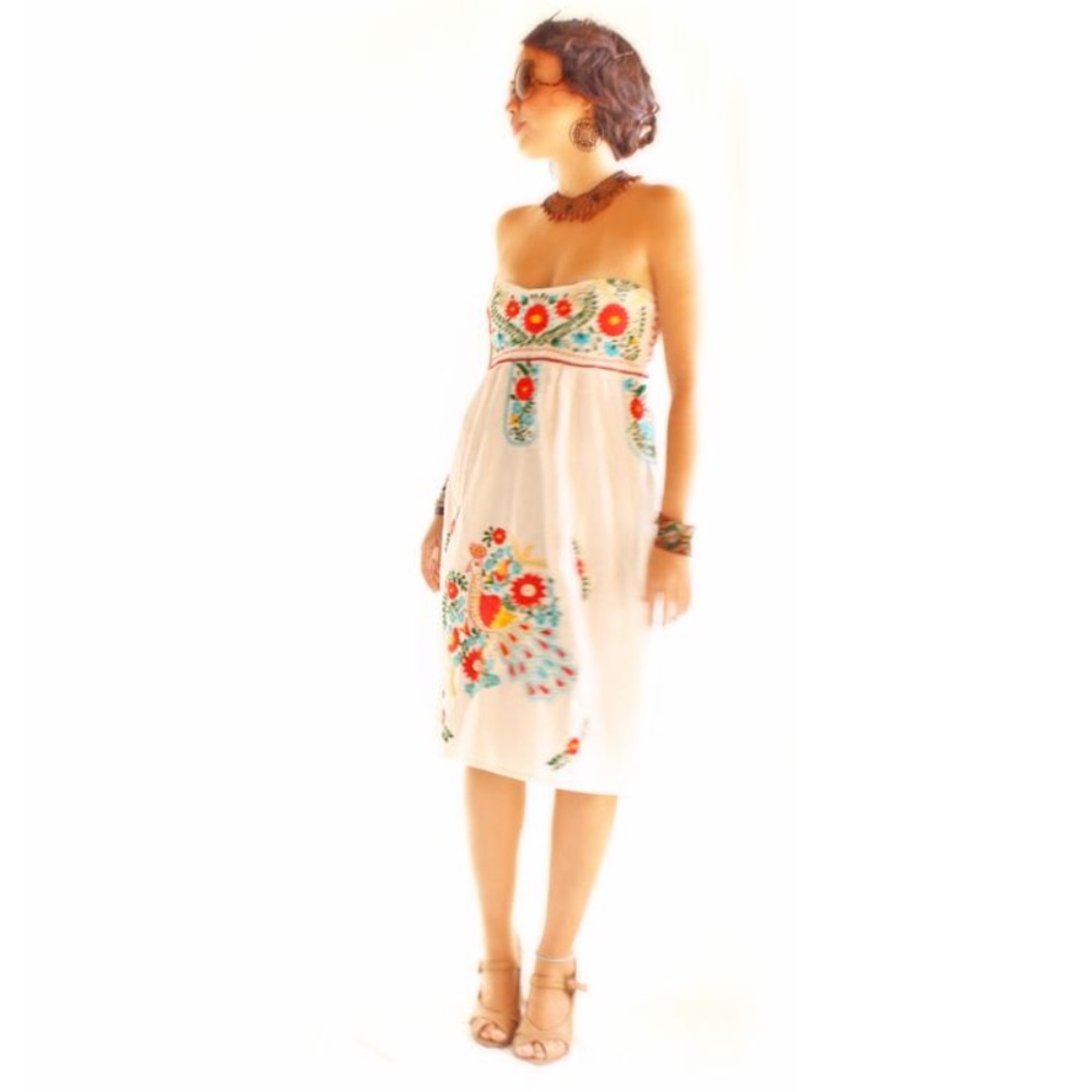 Mexican Strapless Embroidered Dress